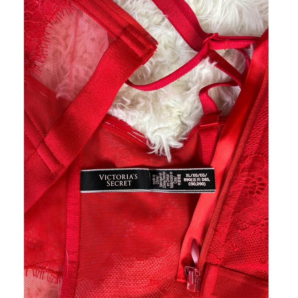 Victoria's Secret Romantic Lace Bustier Top‎ Lingerie Corset Red XL NWOT